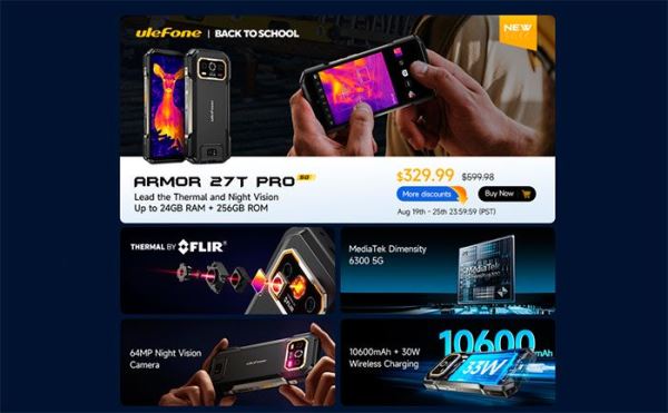 Завершается первая распродажа лучшего защищённого смартфона Ulefone Armor 27T Pro с тепловизором FLIR