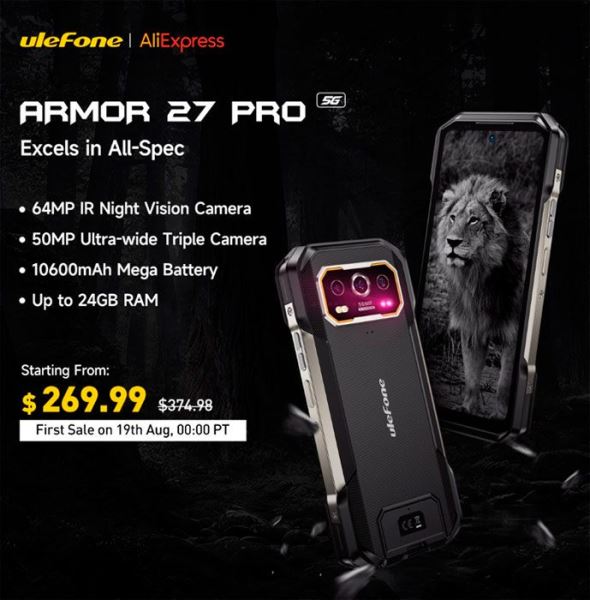 Защищённые смартфоны Ulefone Armor 27T Pro с тепловизором FLIR доступны в рамках распродажи